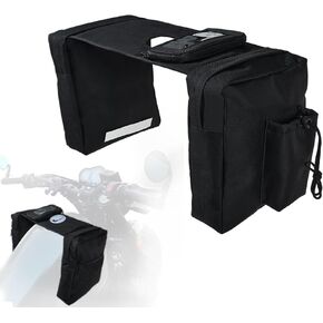 600D Black ATV Tank Storage Bag Saddle Bag Waterproof ATV Accessories 75mm Diameter Compatible with ATV UTV Snowmobiles Motorcycle