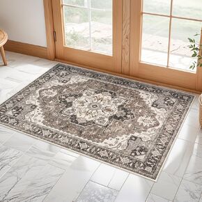 Washable Kitchen Runner Rug - 2x10 Hallway Rug Distressed Mats Non-Slip Soft Room Floor Carpet for Dining Room (Beige, 2 x 10) in Kuwait