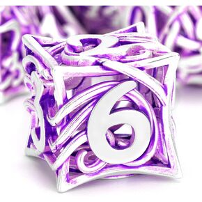 Glow in The Dark DND Dice Metal Dungeons and Dragon Dice of 7 Polyhedral Dice Set Hollow Metal Vine D&D Dice D and D RPG Dice for Role Playing Game (Vine Glow Blue)