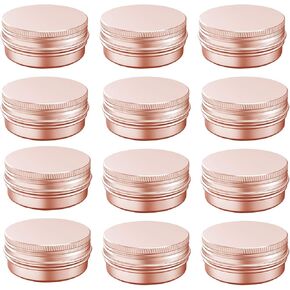 4 oz Aluminum Tin Jar with Screw Cap Refillable Container for Cosmetic, Lip Balm, Cream, Rose Gold 20 Pcs.