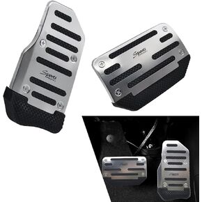 2 PCS Car Brake Pedals, 5.12In x 3.54In, 3.11In x 5.9In, Anti-slip Waterproof Durable Metal Vehicle Pedals Covers, Universal Automotive Interior Accessories for Car Truck SUV (Red)
