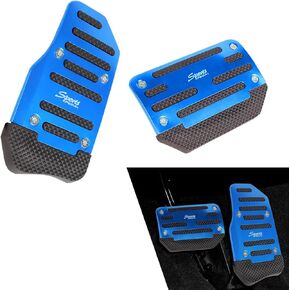 2 PCS Car Brake Pedals, 5.12In x 3.54In, 3.11In x 5.9In, Anti-slip Waterproof Durable Metal Vehicle Pedals Covers, Universal Automotive Interior Accessories for Car Truck SUV (Red)