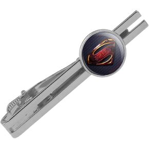 GRAPHICS & MORE Justice League Movie Superman Logo Round Tie Bar Clip Clasp Tack Silver Color Plated