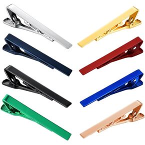 8 PCS Tie Bar Clip, Men Classic Tie Pinch Tie Clasp Tie Clip Set for Regular Skinny Ties Necktie