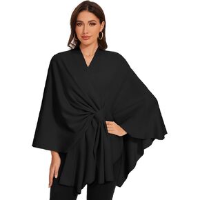 Shawl Wraps for Women Cross Front Poncho Sweater Knitted Cape Soft Warm Elegant for Fall Winter Spring Wedding