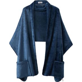Keyocean Fleece Wrap Shawl with Large Front Side Pockets for Fall Winter