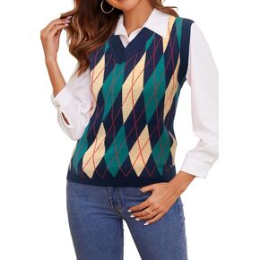 Women's Knit Sweater Vest V-Neck Loose Fit Pullover Tank Top for Women