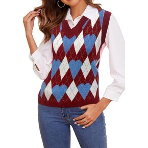 Women's Knit Sweater Vest V-Neck Loose Fit Pullover Tank Top for Women