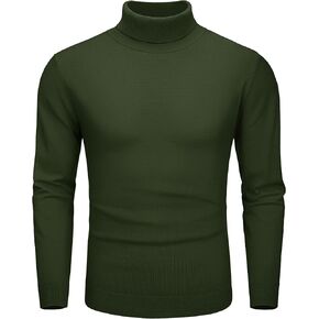 CRYSULLY Men's Turtleneck Sweaters Long Sleeve Pullover Sweater Lightweight Casual Knitted Sweater for Fall Winter Warm