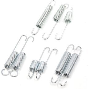 uxcell 9pcs 2 Type Metal Motorcycle Kickstand Kick Side Stand Spring Silver Tone