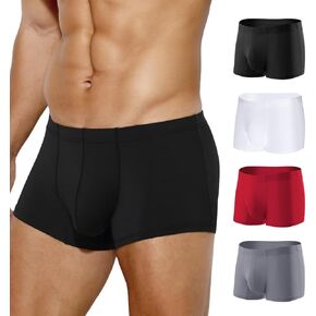 Arjen Kroos Men's Underwear 4 Pack Sexy Silky Trunks Boxer Briefs