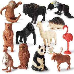 Boley 12-Piece Animal Figures Set for Kids – Includes Sloth, Llama, Flamingo, Panda, Eagle, and Bear – Realistic, Durable Wildlife Toys for Imaginative and Educational Play
