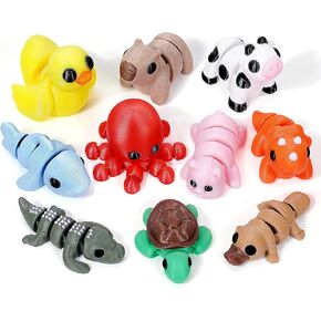 10PCS Mini Animals Set, 3D Printed Little Animals Articulated Flexible Fidget Toy, Mini Animal Figurines Toy, 3D Printed Cute Animal Toys Home, Office, Executive Desk for Christmas Decoration