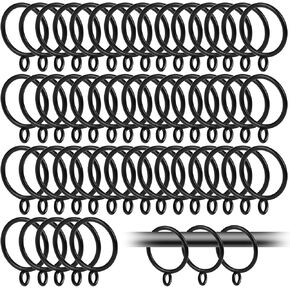 50 Pack Black Curtain Rings with Eyelets, Metal Eyelet Drapery Rings for Hanging Drape Pinch Pleat Curtain Hooks 1.5 inch ID Curtain Hooks Fits Up to 1.25 Inch Rod