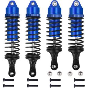 OGUNKE RC 4PCS Aluminum Front & Rear RC Shocks for 1/10 RC Truck Traxxas Slash 2WD/4x4 shocks Rustler 4X4 shocks Stampede 4X4 shocks Hoss 4X4 Replace 5862 (Blue)