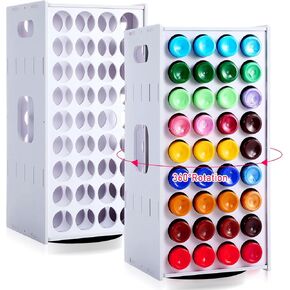 Hicarer 2 Pcs 72 Holes Craft Paint Storage Rack Spinning Paint Organizer Tower Vertical Paint Rack Stand Compatible with Apple Barrel Compatible with Folkart, 2oz Craft Paints Art Supplies