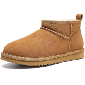 Suede Mini Boots for Women Winter Fuzzy Snow Boots Short Ankle Boot with Fur Lined
