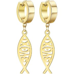 Earrings For Women Girls Jesus Fish Faith Symbol Earrings Stainless Steel Chic Arc Fish Hook Earrings Christian Jewelry