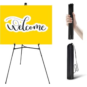 Easel Stand for Sign - 63 Inches Display Easel for Wedding Sign & Poster - Lightweight Portable Floor Easel for Picture - Adjustable Poster Easel with Carrying Case, Black 1 Pcs