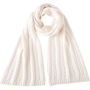 Soft Warm 100% Cashmere Scarf for Women Lightweight Luxury Cable Stitch Scarves with Gift Box