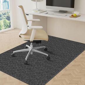 KMAT Office Chair Mat, 45x53in Heavy Duty Hardwood/Tile Floor Protector, Floor Mat Computer Desk Mat for Rolling Chairs, Work, Study, Office, Black