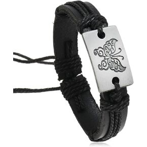 KummerSaprk Leather Bracelet for Men Faux Leather Arm Band Cuff Bracelet Punk Rock Bracelet Adjustable Wristband Handmade Leather Cuff Bracelet Vintage Wrap Bracelet Jewelry for Men Birthday Gifts in Kuwait