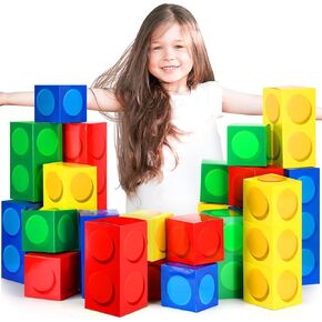 30 Pieces Building Block Party Box Cardboard Building Block Box Children's Building Block Snack Box Building Block Party Gift Box for Birthday Building Block Game Party Decorations
