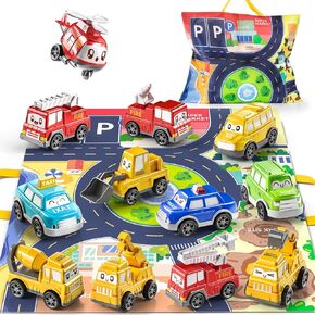 ألعاب الأطفال الصغار من تيمي، 15 قطعة لعبة سيارة شاحنة للأطفال مع حصيرة لعب/حقيبة تخزين، ألعاب أطفال لصبي يبلغ من العمر 1 2 3 سنوات، هدية عيد ميلاد لصبي يبلغ من العمر 1 عامين للأطفال الصغار in Kuwait