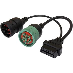 Truck J1939 9 Pin & J1708 6 Pin to OBD2 Adaptor Cable Compatible with Heavy-Duty Trucks,Standard of SAE J1939,Fit a lot of Common Heavy-Duty Diesel Engines(2 in 1 Upgraded)