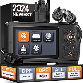 ANCEL HD431 Heavy Duty Truck Scanner, 2024 New Diesel Diagnostic Scan Tool, DPF Regen and Reset for Detroit, Paccar, Lifetime Free Updates, Full System HDOBD & OBD2 Trucks & Cars 2 in 1 Code Reader