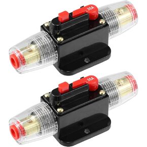 Motoforti Universal DC 12V-24V Fuse Holder 150A Inline Circuit Breaker Reset Fuse Holder for Car Marine Audio Stereo System Protection, Durable, Zinc Alloy, Black, 2 Set