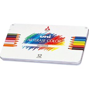 三菱鉛筆 Mitsubishi Pencils UAC12C Erasable Colored Pencils, Uniateraise Colors, 12 Colors