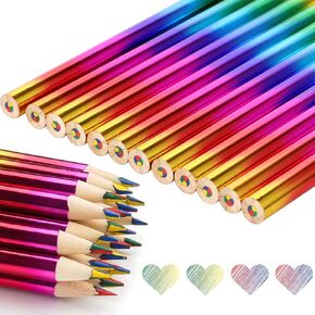Colored Pencils for Adult Coloring Books Rainbow Color Pencil Set 12 Pcs 4 Color in 1 Drawing Sketching Pencils Art Supplies for Blending Shading Sketchbook