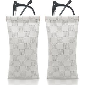 2 PCS Glasses Case Eyeglass Sunglasses Pouch Portable Squeeze Soft Leather Linen Woven Cute Women Men Girls
