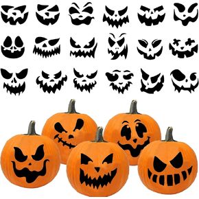 iMagitek 35 Pcs Pumpkin Decorating Stickers, Halloween Pumpkin Face Stickers, Halloween Jack-O-Lantern Face Craft Decals for Halloween Party Favors Trick or Treat Party Decorations