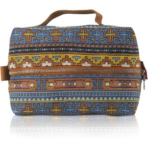 RUBICONS Cosmetic Handbag Makeup Organizer Purse Travel Toiletry Zipper Pouch for Women Red Boho Cotton Case