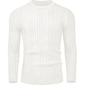 Mens Sweater Crewneck Sweaters for Men Dress Sweater Cable Knit Sweater Lightweight Mens Pullover Sweater