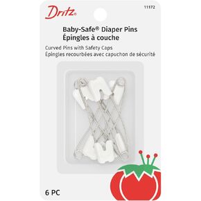 Dritz, 6 Count Baby-Safe Diaper Pins, White