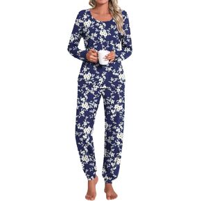طقم بيجامة الخريف النسائية من HOTGIFT مع جيوب وبنطلون ناعم مع ملابس نوم للسيدات بأكمام طويلة in Kuwait