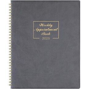 2025 Weekly Appointment Book - Daily Hourly Planner 2025, Jan 2024 - Dec 2025, 8.4" x 10.6", 15-Minute Interval, Flexible Soft Cover - Grey