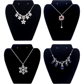 Coward 4 Pcs/Set Velvet Necklace Display for Selling, Jewelry Holder Stand for Show, Necklace Organizer Rack for Store Home Show (Beige)