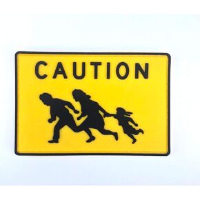 Border Patrol Illegal Alien Crossing Caution PVC Hook and Loop Patch Funny Police Moral