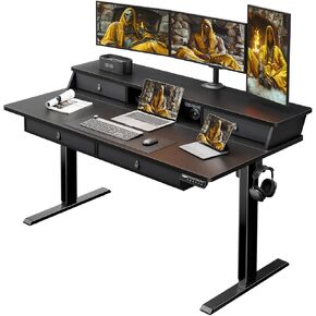 ErGear Standing Desk with Drawers, 48 x 30 Inches Height Adjustable Desk with Storage, Electric Sit Stand Desk, 4 Memory Preset Computer Home Office Desk with Cable Management Tray, Black in Kuwait