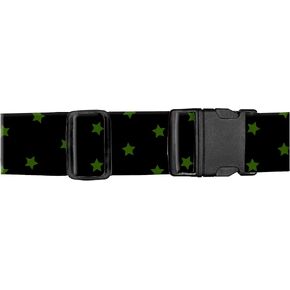 Luggage Straps for Suitcases, Adjustable Travel Belt, Durable Wide Luggage Strap, Cute Suitcase Strap Identifiers with Buckle, Bag Straps for Luggage, Black Green Stars