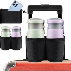 حامل كأس الأمتعة، حامل كأس الأمتعة اليد الحرة لحقائب السفر حامل كأس الأمتعة الأساسية هدية للمسافرين مضيفات الطيران (أسود) in Kuwait