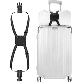 Luggage Bungee Strap - Adjustable Elastic Luggage Straps with Buckle for Attaching Roller Bags, Black Luggage Strap for Suitcases Handle Carry On Add Bag, Backpack, Purse, Rolling Bag, Handbag