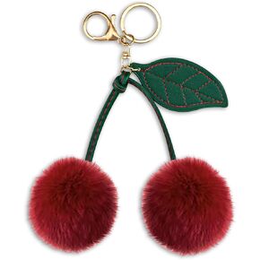 Cute Cherry Keychain Bag Charms for Handbags Pom Pom Purse Charms Handbags Keychain Pendant for Women Girls Cherry Keychain Accessory Christmas Stocking Stuffers for Women
