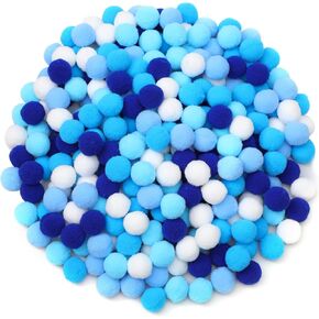 Peryiter 500 Pcs 1 Inch Pom Pom Craft Balls for Craft Multi Colored Pom Pom Balls Soft Craft Pompoms for Christmas DIY Crafts and Arts Projects Making Decorations (Blue Series)