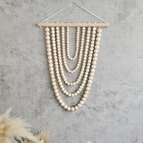 YarnieJiajia Wooden Beads Boho Home Decor Bedroom Tapestry Aesthetic Minimalist Farmhouse Wall Hanging Decor Netural For Living Room College Dorm Nursery Classroom (Black Coffee)
