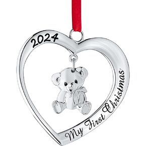 Klikel Baby's First Christmas Ornament 2023 - My First Christmas Ornament 2023 Heart with hanging Teddy Bear - Baby First Christmas Ornament 2023-1st Christmas Baby Ornament 2023 - Baby Boy Girl